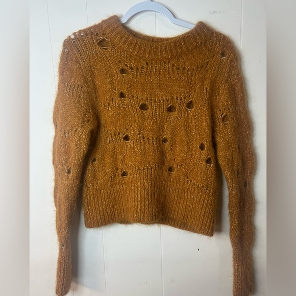 H&M Sweater Orange Design Wool Alpaca Pullover Round Neck Long Sleeve Size L - Picture 2 of 7